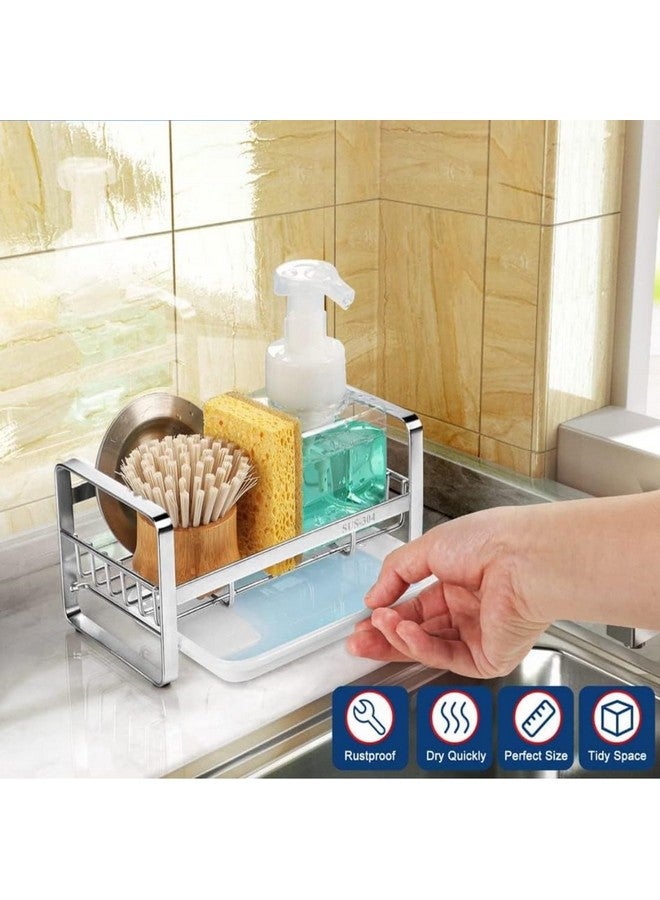 Golden bird Kitchen Sink Caddy Sponge Holder, Silver Sink Organizer, Sponge Holder, Soap Dish Dispenser Brush Holder Storage Kitchen Accessories -Countertop or Adhesive - Image 5
