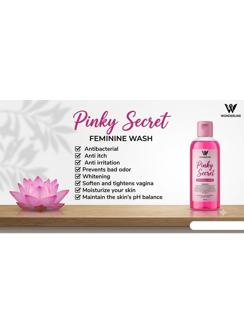 WONDERLINE Pinky Secret Feminine Wash Hydraulonic Acid with Collagen Maintaining pH Balance Gentle Cleansing 150 ML - Image 2