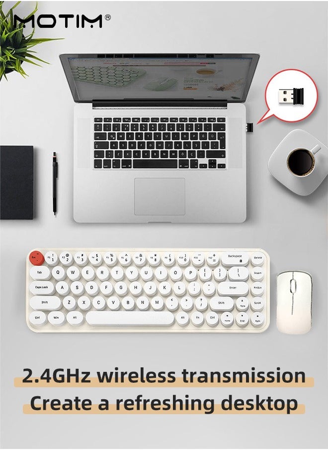 موتيم - لوحة مفاتيح لاسلكية وماوس كومبو لاسلكي 84 مفتاح، اتصال لاسلكي 2.4G، لوحة مفاتيح وماوس لاسلكي أنيق للغاية وأنيق بالحجم الكامل للكمبيوتر المحمول/كمبيوتر لوحي لاسلكي USB لنظام ويندوز، أندرويد، كمبيوتر محمول/كمبيوتر لوحي - Image 1