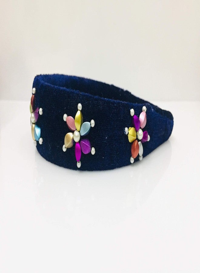 Nnr Girls Beaded Hair Bands With Stone Work_ Pack Of 1 Pcs Blue Color - Image 3