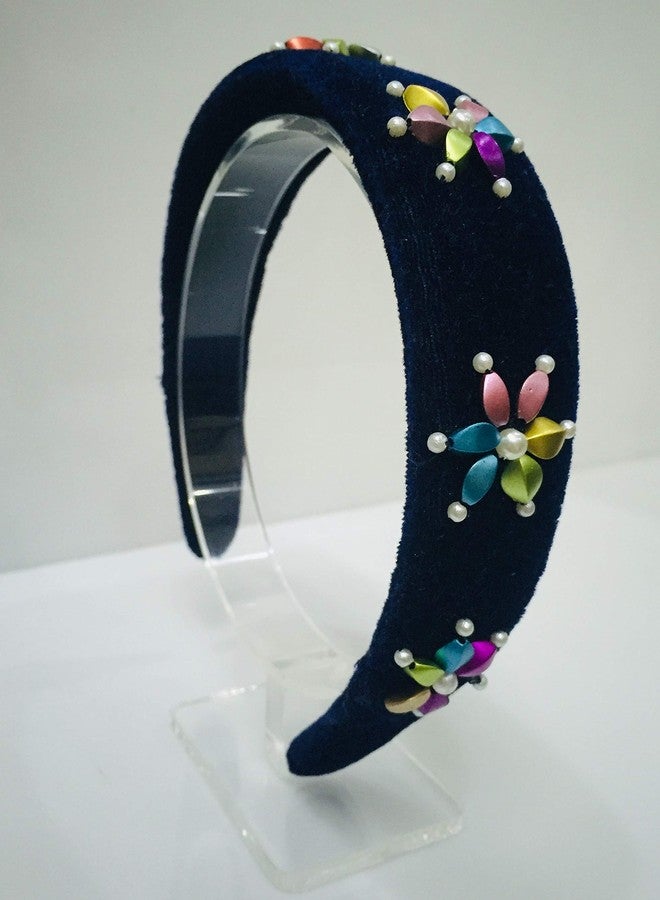 Nnr Girls Beaded Hair Bands With Stone Work_ Pack Of 1 Pcs Blue Color - Image 4
