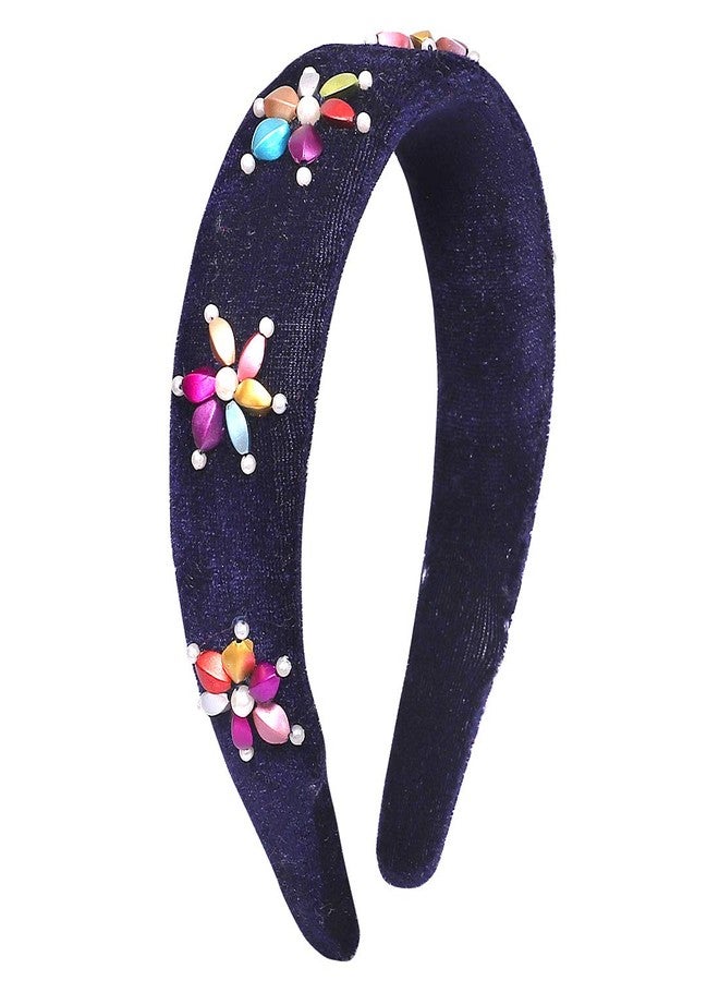 Nnr Girls Beaded Hair Bands With Stone Work_ Pack Of 1 Pcs Blue Color - Image 1