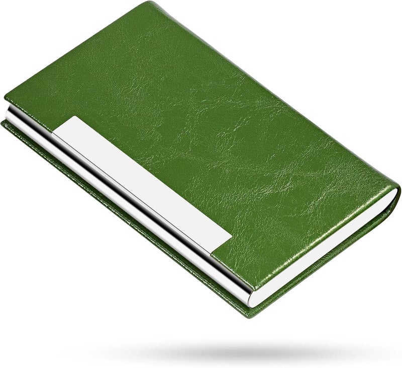 Padike Business Card Holder, Business Card Case Professional PU Leather & Stainless Steel Multi Card Case,Business Card Holder Wallet Credit Card ID Case/Holder for Men & Women. (V-Green) - Image 1