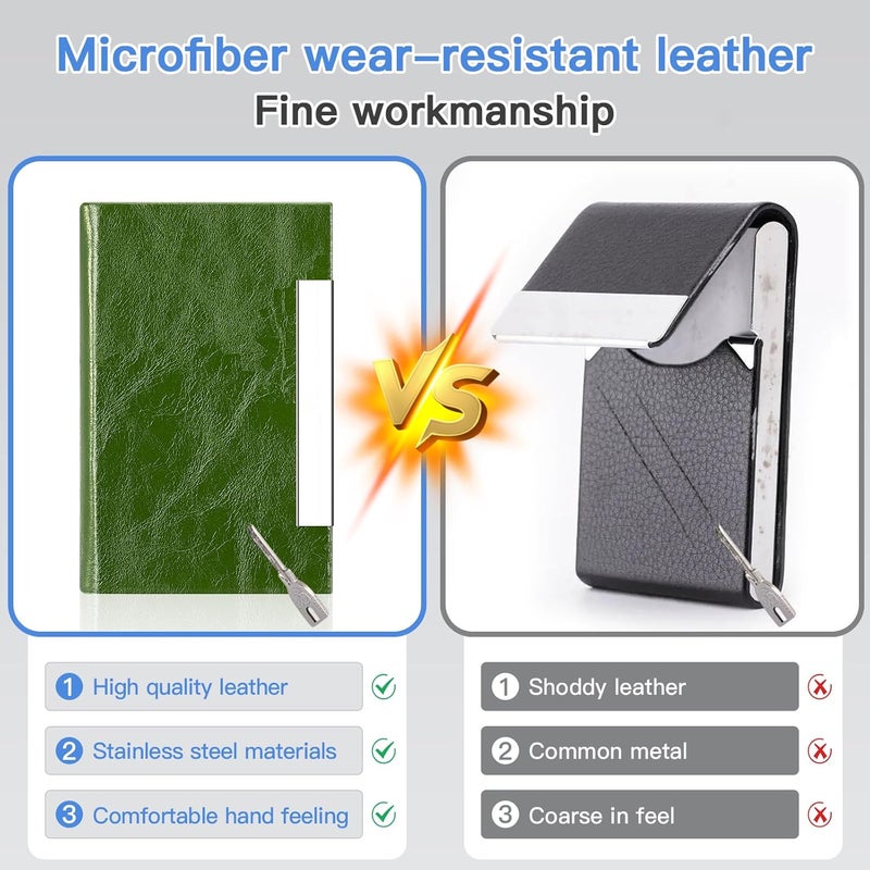 Padike Business Card Holder, Business Card Case Professional PU Leather & Stainless Steel Multi Card Case,Business Card Holder Wallet Credit Card ID Case/Holder for Men & Women. (V-Green) - Image 5