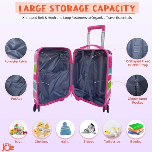 JUNIOR JOE 20 Inch ABS 4 Double 360 Degree Wheels Travel Trolley Suitcase for Kid's Mother (Multicolour) - Image 4