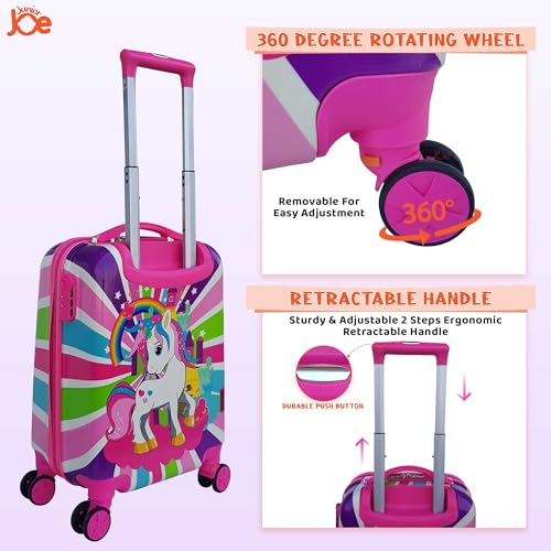 JUNIOR JOE 20 Inch ABS 4 Double 360 Degree Wheels Travel Trolley Suitcase for Kid's Mother (Multicolour) - Image 3