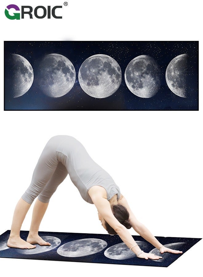 جرويك منشفة سجادة اليوجا مع جيوب في الزوايا، مناشف يوجا ساخنة غير قابلة للانزلاق وماصة للعرق، بطانيات ناعمة حقيبة سفر، غطاء بساط بدون انزلاق للتمرين وصالة الألعاب الرياضية واللياقة البدنية ومنشفة الساخنة - Image 1