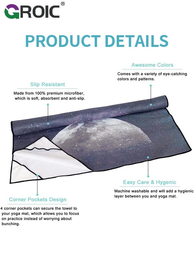 جرويك منشفة سجادة اليوجا مع جيوب في الزوايا، مناشف يوجا ساخنة غير قابلة للانزلاق وماصة للعرق، بطانيات ناعمة حقيبة سفر، غطاء بساط بدون انزلاق للتمرين وصالة الألعاب الرياضية واللياقة البدنية ومنشفة الساخنة - Image 5