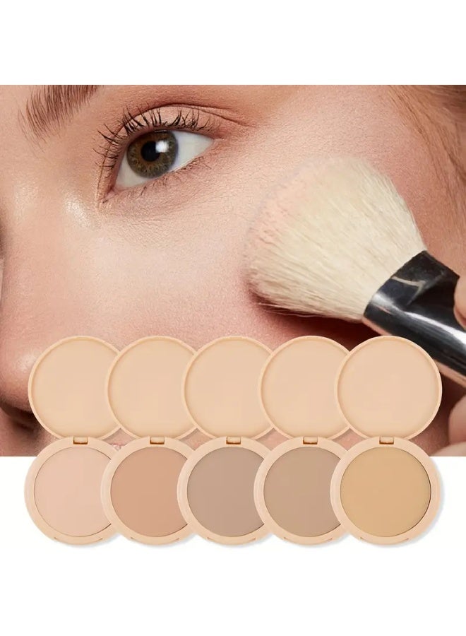 SHCOETY Moisturizing Matte Pressed Powder Compact for All Skin Tones, 5 Shades, Medium Coverage, Long-Lasting Oil Control, Even Skin Tone, for All Skin Types, Net Wt. ≤300g #2 - Image 5