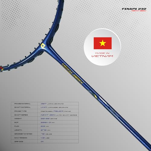 Apacs Finapi 232 Next Gen (40LBS, Unstrung) | Ultra Slim Shaft | 4U All Rounder | Made with 100% UHM Japanese Graphite | Special Edition Badminton Racket with Cover (Purple) - Image 5