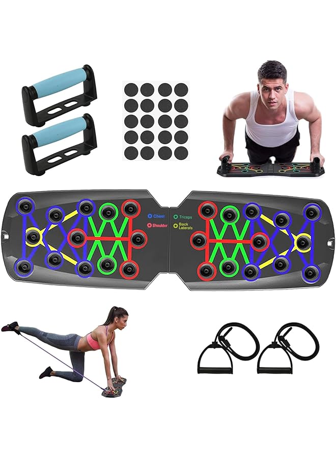 LINJIE Push Up Board Multi Function 28 in 1 Push Up Bar Foldable Portable Pushups Handles for Floor Home Workout Equipment Fitness for Men and Women Portable Gym Strength Training - Image 1