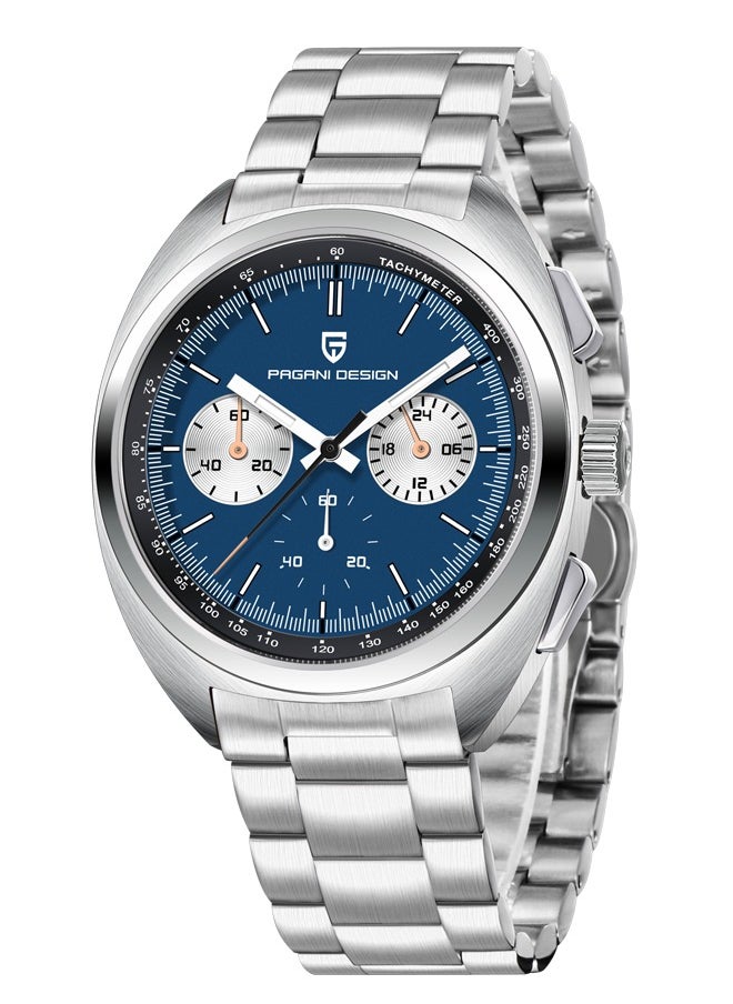 PAGANI DESIGN - Men's Watch Casual Analog Men's Watch Chronograph VK63 Movement Sapphire Mirror 100M Water Resistant Stainless Steel Watch-Blue Steel - Image 1