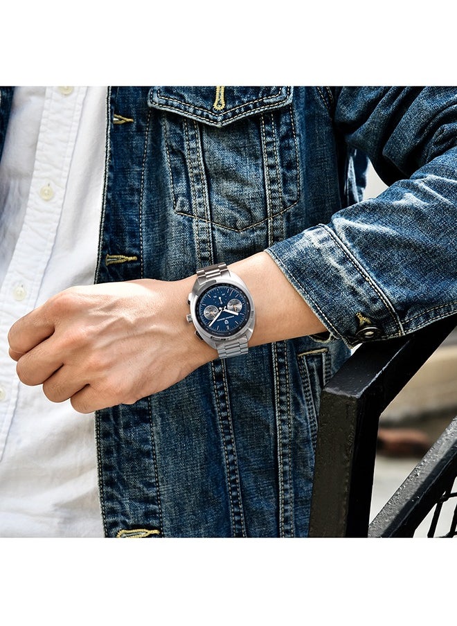 PAGANI DESIGN - Men's Watch Casual Analog Men's Watch Chronograph VK63 Movement Sapphire Mirror 100M Water Resistant Stainless Steel Watch-Blue Steel - Image 1