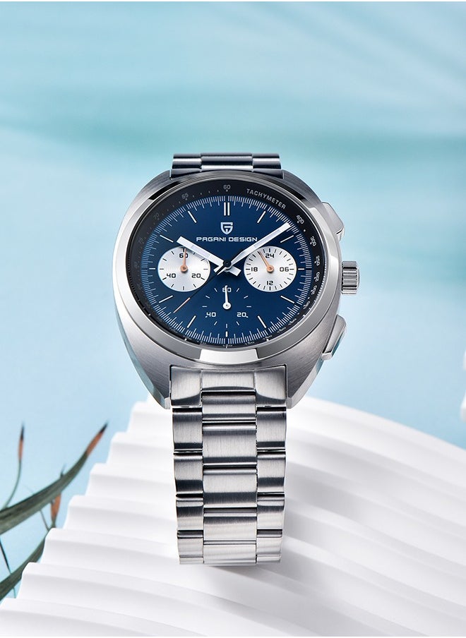 PAGANI DESIGN - Men's Watch Casual Analog Men's Watch Chronograph VK63 Movement Sapphire Mirror 100M Water Resistant Stainless Steel Watch-Blue Steel - Image 1