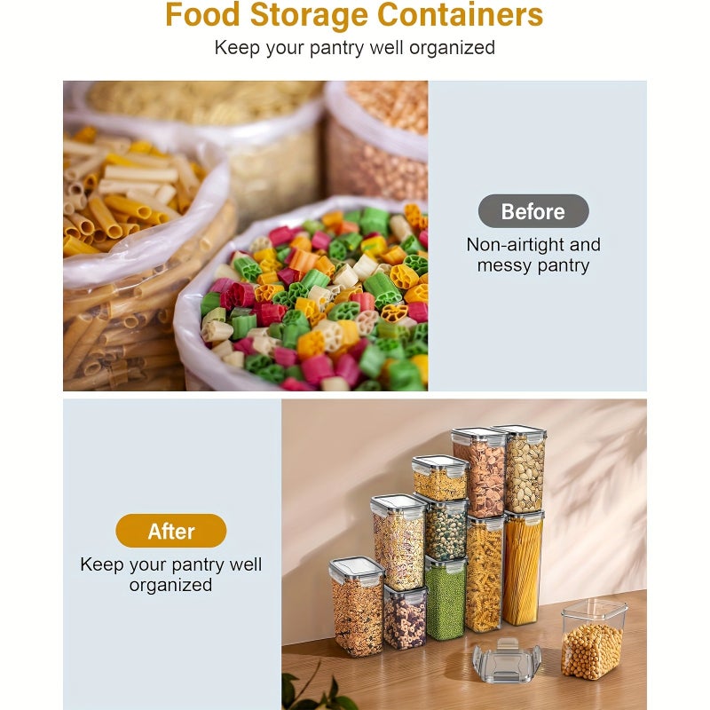 6/10pcs Airtight Food Storage Containers | Kitchen and Pantry Organization for Sugar, Flour, Baking Supplies - Dishwasher Safe, Polypropylene, Rectangle Shape, Latch Closure - Includes Labels and Marker - Image 3