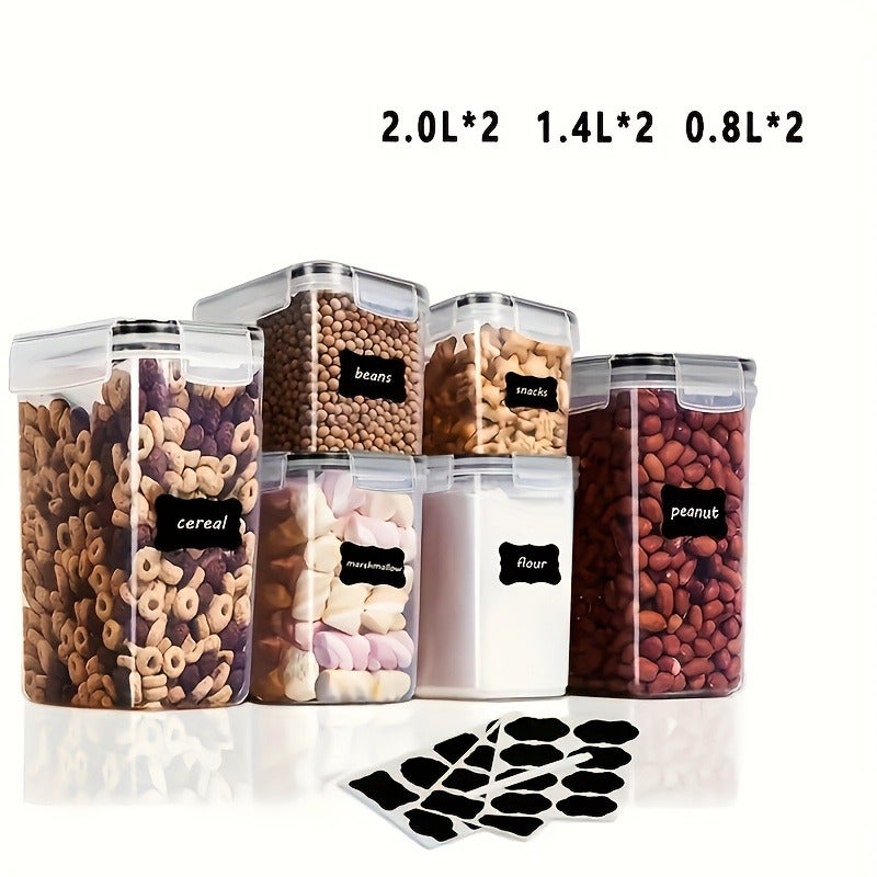 6/10pcs Airtight Food Storage Containers | Kitchen and Pantry Organization for Sugar, Flour, Baking Supplies - Dishwasher Safe, Polypropylene, Rectangle Shape, Latch Closure - Includes Labels and Marker - Image 1