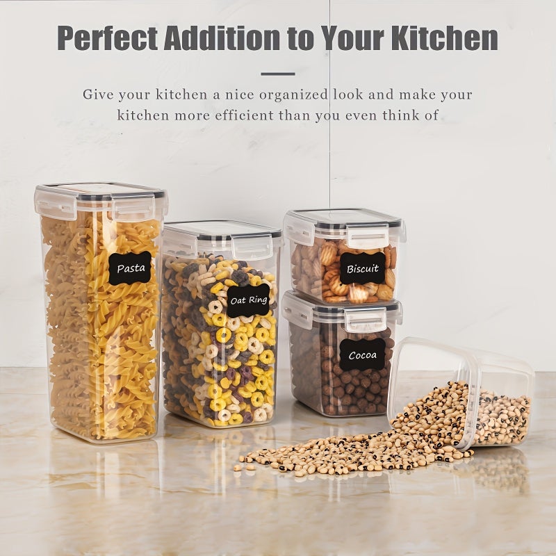6/10pcs Airtight Food Storage Containers | Kitchen and Pantry Organization for Sugar, Flour, Baking Supplies - Dishwasher Safe, Polypropylene, Rectangle Shape, Latch Closure - Includes Labels and Marker - Image 5