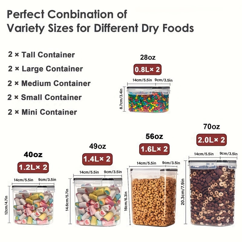 6/10pcs Airtight Food Storage Containers | Kitchen and Pantry Organization for Sugar, Flour, Baking Supplies - Dishwasher Safe, Polypropylene, Rectangle Shape, Latch Closure - Includes Labels and Marker - Image 2