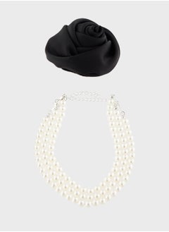 Ella Limited Edition Pearl Rose Floral Choker  Necklace  - Image 1