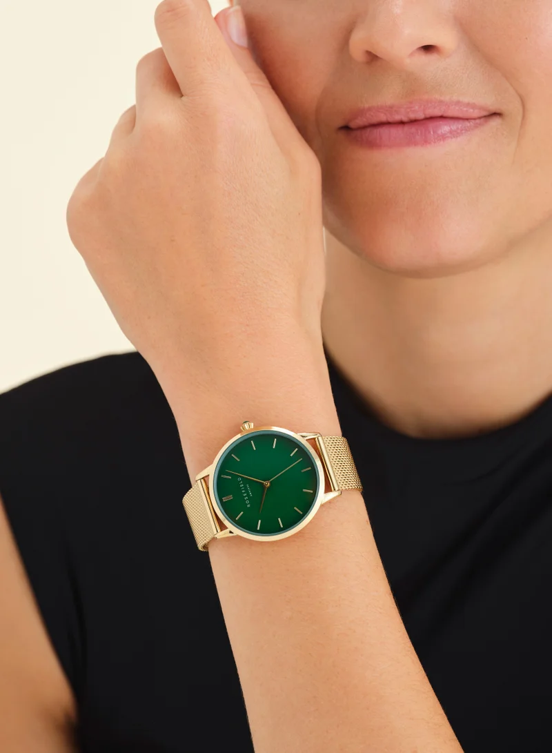 RoseField Rosefield Pearl Edit Emerald Mesh Gold Women Watch - PEGMG-R10