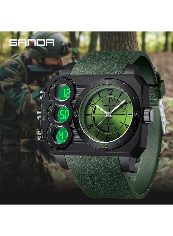 Sanda6237 Electronic Watch Dual Display Countdown Multi-Functional Sports Watch Waterproof Luminous Large Dial Student Electronic Watch - Image 2