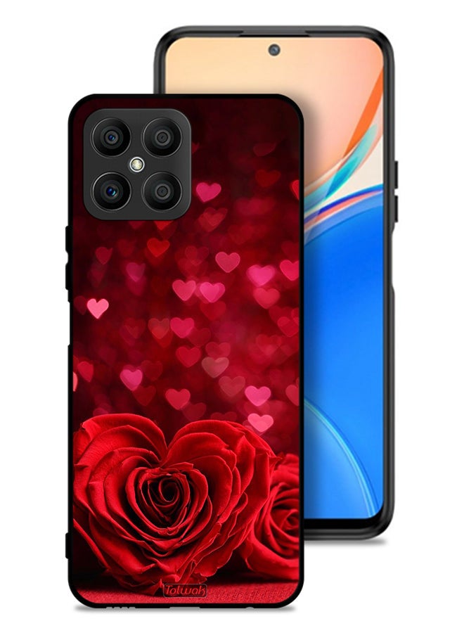 Tolwak Honor X8 4G Protective Case Cover Heart Flowers Abstract Art - Image 1