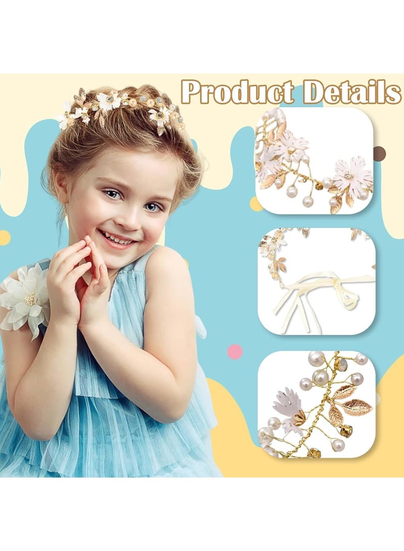 SYOSI Bridal Pearl Flower Headband, Crystal Swan Flower Girl Hair Accessories, Elegant Pearl and Crystal Headpiece for Wedding Birthday Party First Communion, Princess Hair Accessory for Girls and Women - Image 3