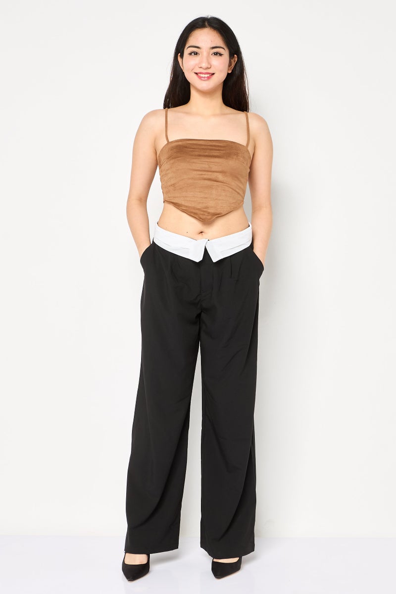 FOREVER 21 تي شيرت بلا أكمام ذو رقبة مربعة للنساء، بني - Image 2