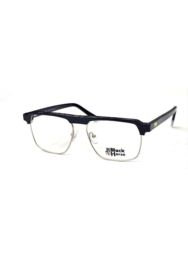 Discover a premium men's eyeglass frame crafted from original pure acetate, known for exceptional strength and luxurious finish. The upper frame features a soft black tone for a subtle, refined look, while the lower metal rim in silver creates an elegant contrast. The black temples include tasteful gold detailing at the hinges, offering a cohesive, high-end aesthetic. Lightweight and practical—perfect for both everyday wear and formal occasions.