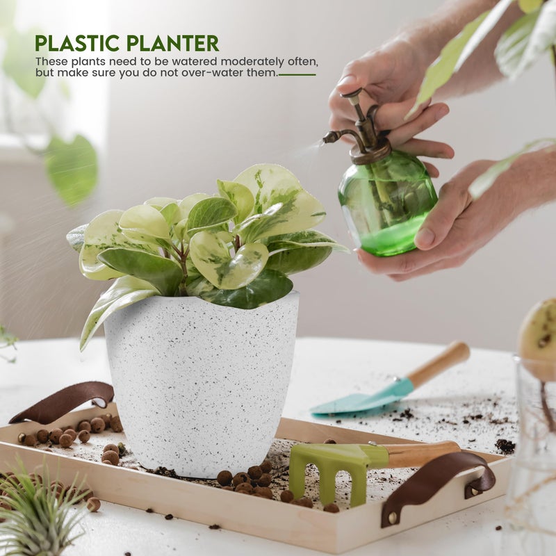 Utopia Home - Spotty Plant Pots Indoor with Drainage - 7/6.6/6/5.3/4.8 Inches Flower Pots - 5 Pack Plastic Planters - Ideal for Stocking Stuffers - (Speckled Grey, Pack of 5) - Image 3