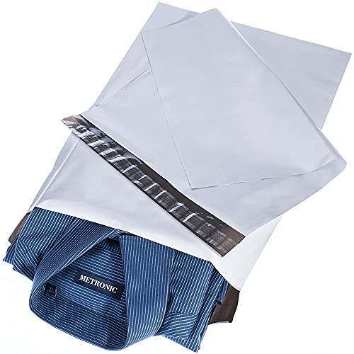 Metronic White Poly Mailers 145x19 100 Pack Large Shipping bags SelfSeal Shipping Envelopes Packaging Envelope for Small Business Boutique Clothing - Image 1