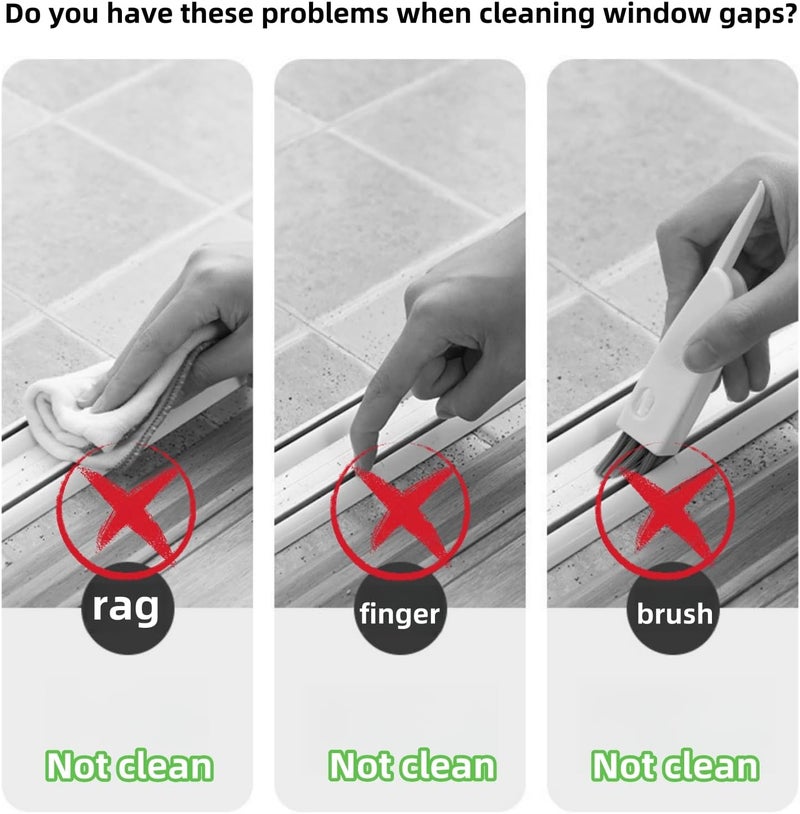 JDLYEVER Window Cleaning Brush Set, Window Groove Cleaning Brush Small Brush Window Gap Cleaning Brush, Precision Cleaning Bristles, Multipurpose Gap Cleaning, Easy to Clean and Maintain 2 Pack - Image 2