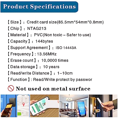 Timeskey NFC 50pcs NTAG213 NFC Tags iPhone NFC 213 Programmable NFC Cards Writable NFC 213 Tags 144 Bytes Memory Ntag213 Chips Compatible with All NFC-Enabled Phones and Devices（ Timeskey NFC ） - Image 3