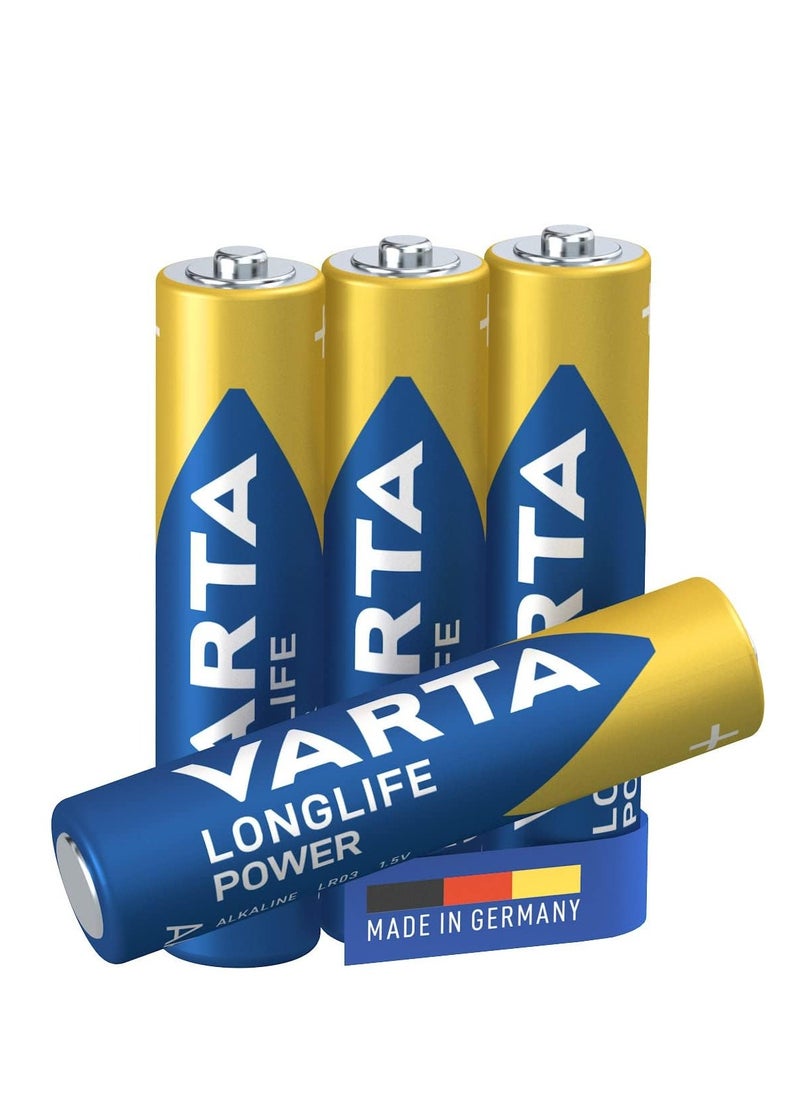 VARTA Longlife Power AAA Micro LR06 Alkaline Battery (4-pack) -  ideal for toys, torches, controllers and other battery-powered devices , Made in Germany  - Image 1
