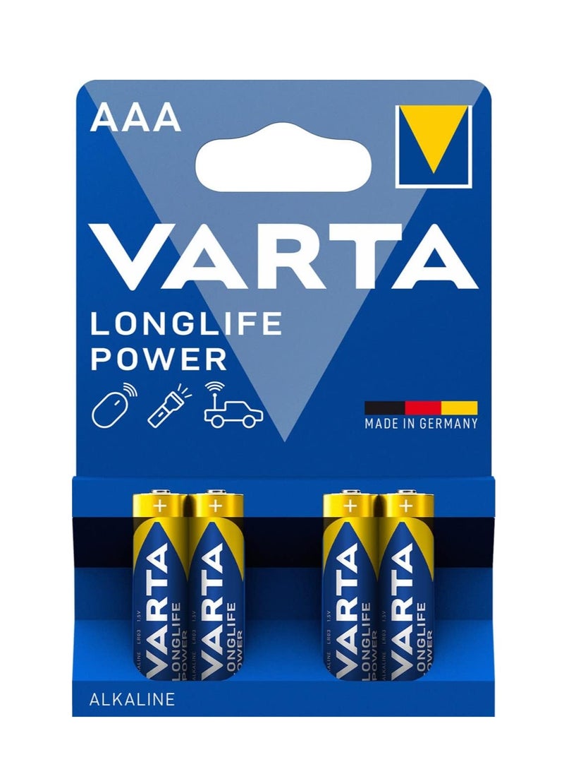VARTA Longlife Power AAA Micro LR06 Alkaline Battery (4-pack) -  ideal for toys, torches, controllers and other battery-powered devices , Made in Germany  - Image 2