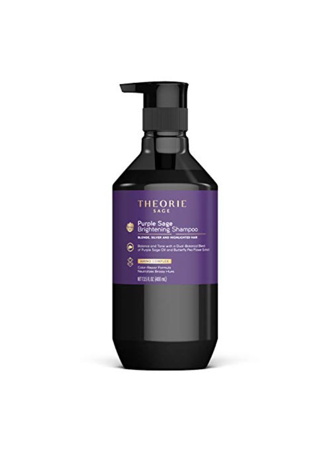 Theorie Purple Sage Brightening Shampoo Balance Tone Brighten Blonde Silver Grey Bleached Color Treated or Highlighted Hair Eliminate Brassiness Yellowing 1353 Fl Oz Pack of 1 - Image 1