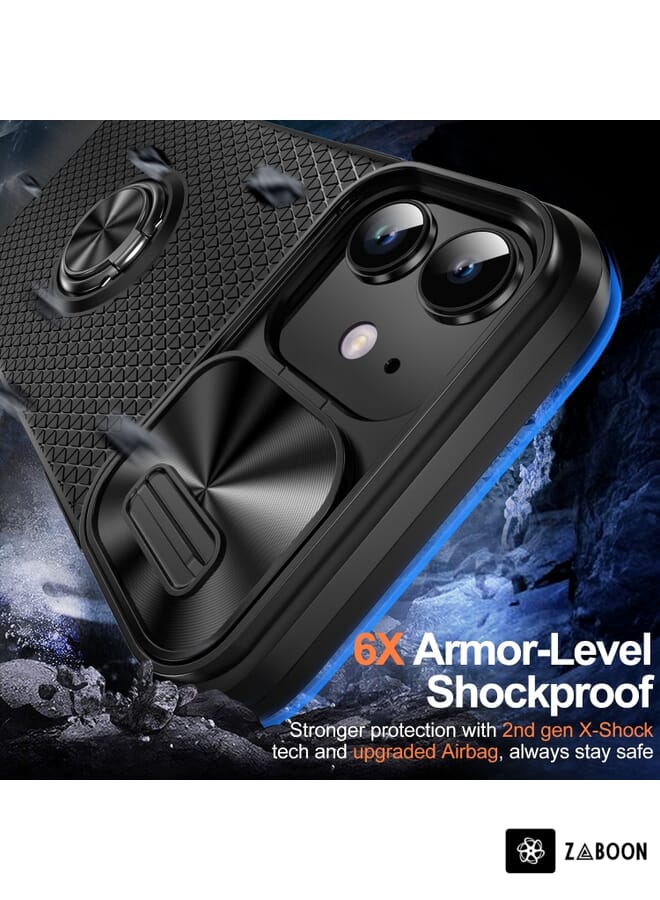 جرين تايجر حافظة هاتف مدرعة منزلق لهاتف iPhone 14 مع حامل حلقي (أسود) - Image 2