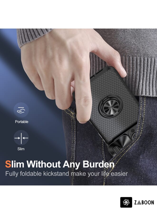 جرين تايجر حافظة هاتف مدرعة منزلق لهاتف iPhone 14 مع حامل حلقي (أسود) - Image 4