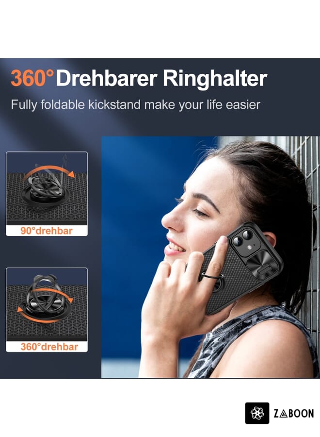 جرين تايجر حافظة هاتف مدرعة منزلق لهاتف iPhone 14 مع حامل حلقي (أسود) - Image 5