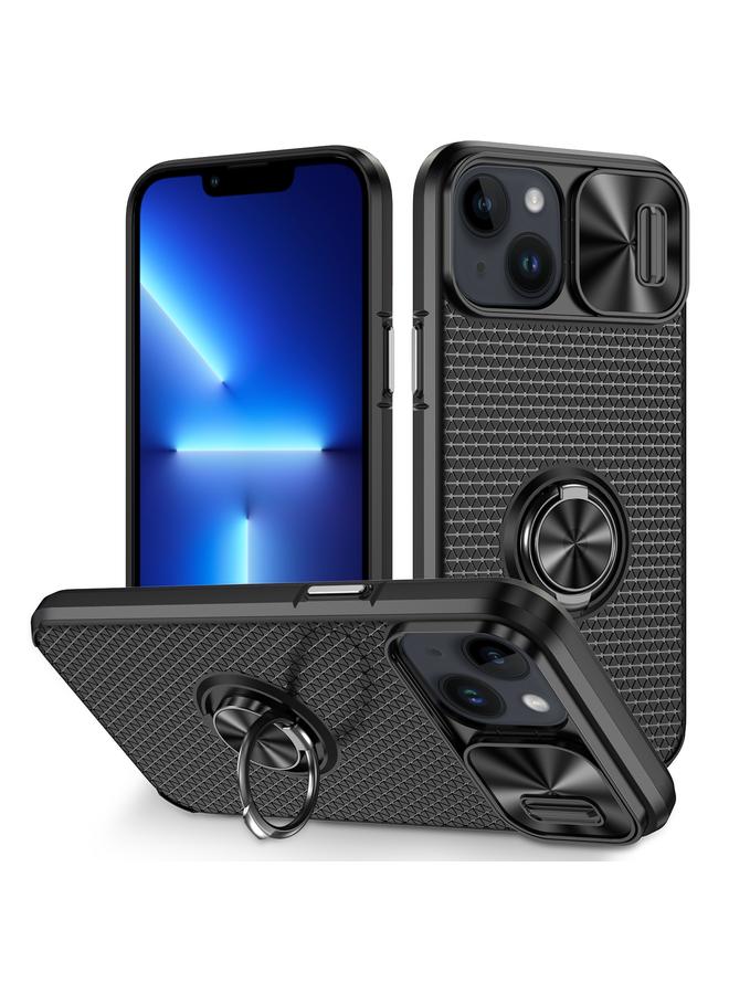 جرين تايجر حافظة هاتف مدرعة منزلق لهاتف iPhone 14 مع حامل حلقي (أسود) - Image 1