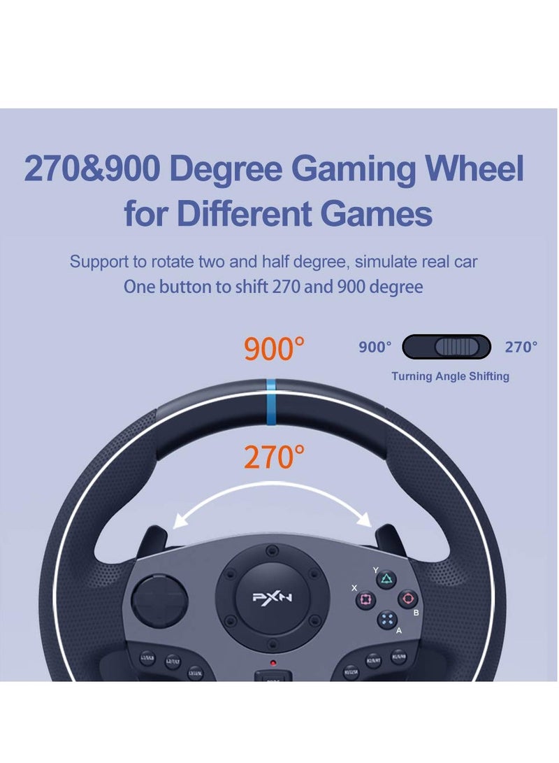900 Degree Double Vibration Racing Steering Wheel With Shifter For PC/PS3/PS4/Xbox One/Series And Nintendo Switch - Wired - Image 2