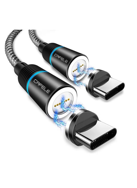 Magnetic Type c Cable,【2 Pack】Magnetic USB C Cable with Led Light, Support QC 3.0 Fast Charging & Data Transfer, Nylon Braided Magnet Phone Charger Cord for Type C Devices