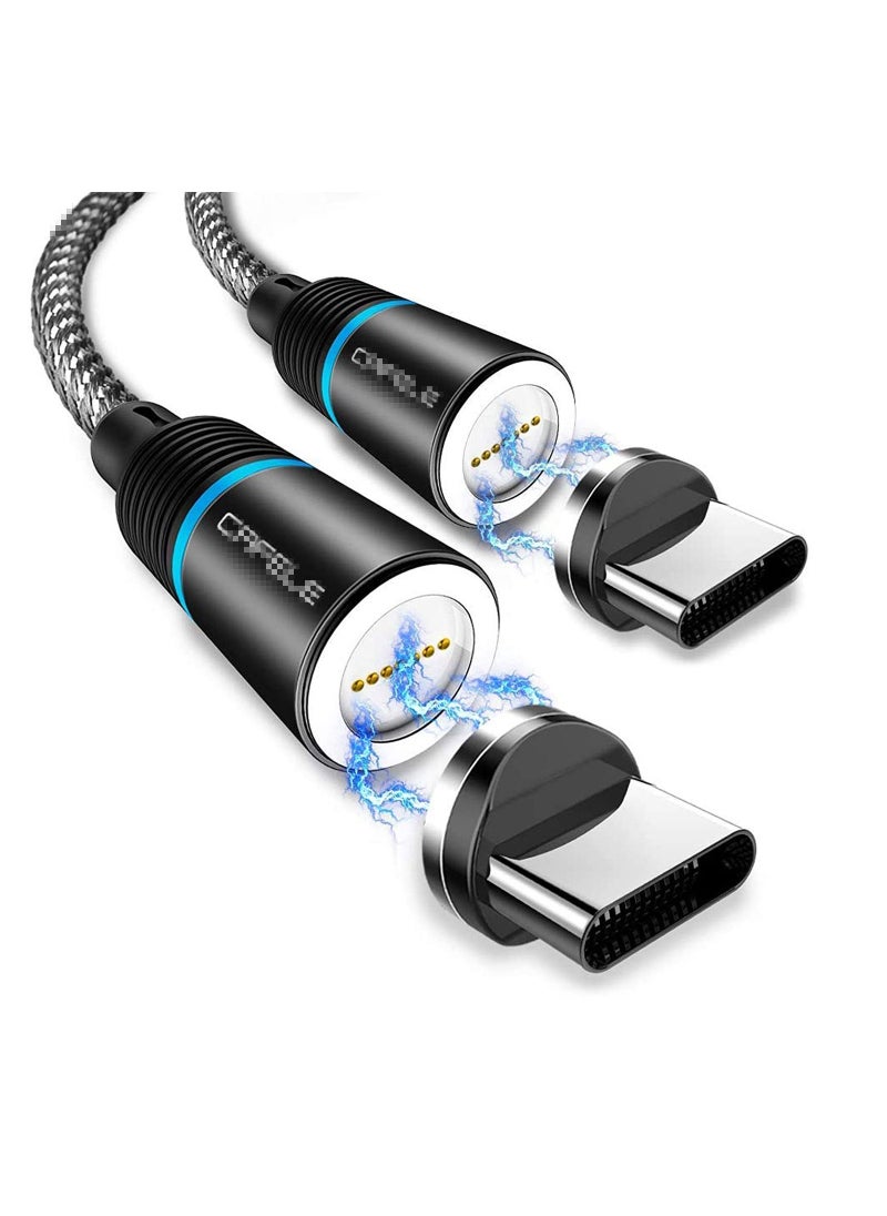 Magnetic Type c Cable,【2 Pack】Magnetic USB C Cable with Led Light, Support QC 3.0 Fast Charging & Data Transfer, Nylon Braided Magnet Phone Charger Cord for Type C Devices