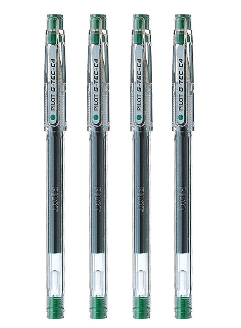 4-Piece G-Tec Ultra Fine Roller Pen 0.4mm Tip Green Ink