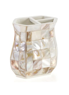 Milano Bathroom Toothbrush Holder Family Brush Cup Holds Multiple Standard Toothbrushes Mother Of Pearl