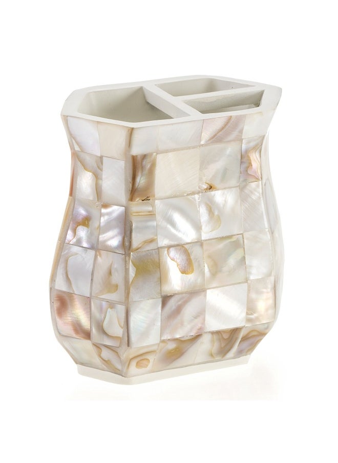Creative Scents - Milano Bathroom Toothbrush Holder Family Brush Cup Holds Multiple Standard Toothbrushes Mother Of Pearl - Image 1