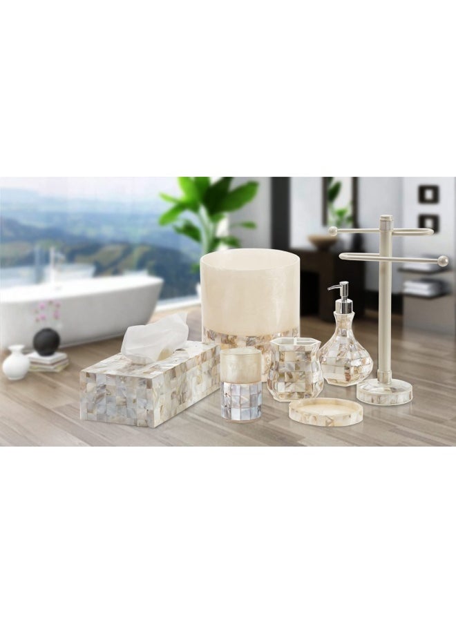 Creative Scents - Milano Bathroom Toothbrush Holder Family Brush Cup Holds Multiple Standard Toothbrushes Mother Of Pearl - Image 1