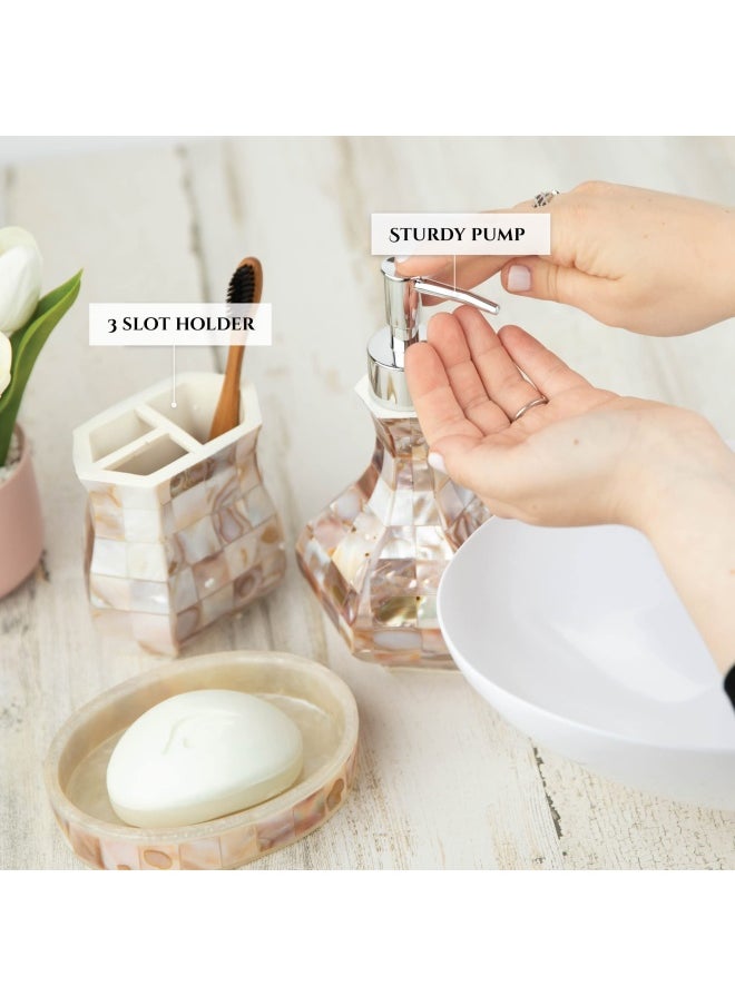 Creative Scents - Milano Bathroom Toothbrush Holder Family Brush Cup Holds Multiple Standard Toothbrushes Mother Of Pearl - Image 1