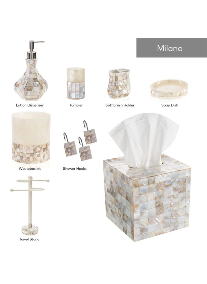 Creative Scents - Milano Bathroom Toothbrush Holder Family Brush Cup Holds Multiple Standard Toothbrushes Mother Of Pearl - Image 1