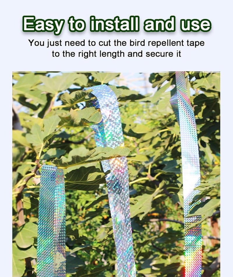 NUDFSY Pigeon Repellent, 502ft Pigeon Repellent for Balcony, Reflective Tape, Bird Scare Ribbon Flash Tape Pigeon Deterrent Repellent Devices Tape to Birds, Pigeons, Crows, Wildlife - Image 3